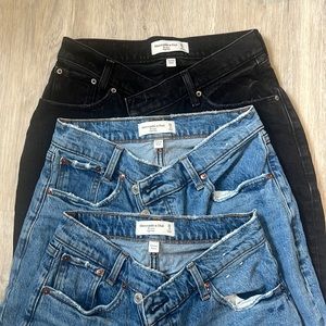 Abercrombie and Fitch, dad rise, high-rise crossover jeans